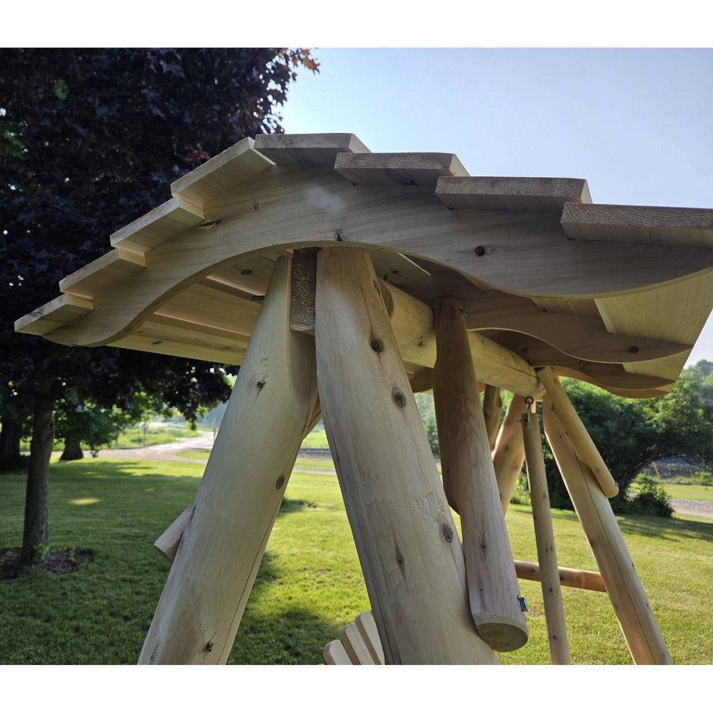 Wooden Porch Swing with Canopy