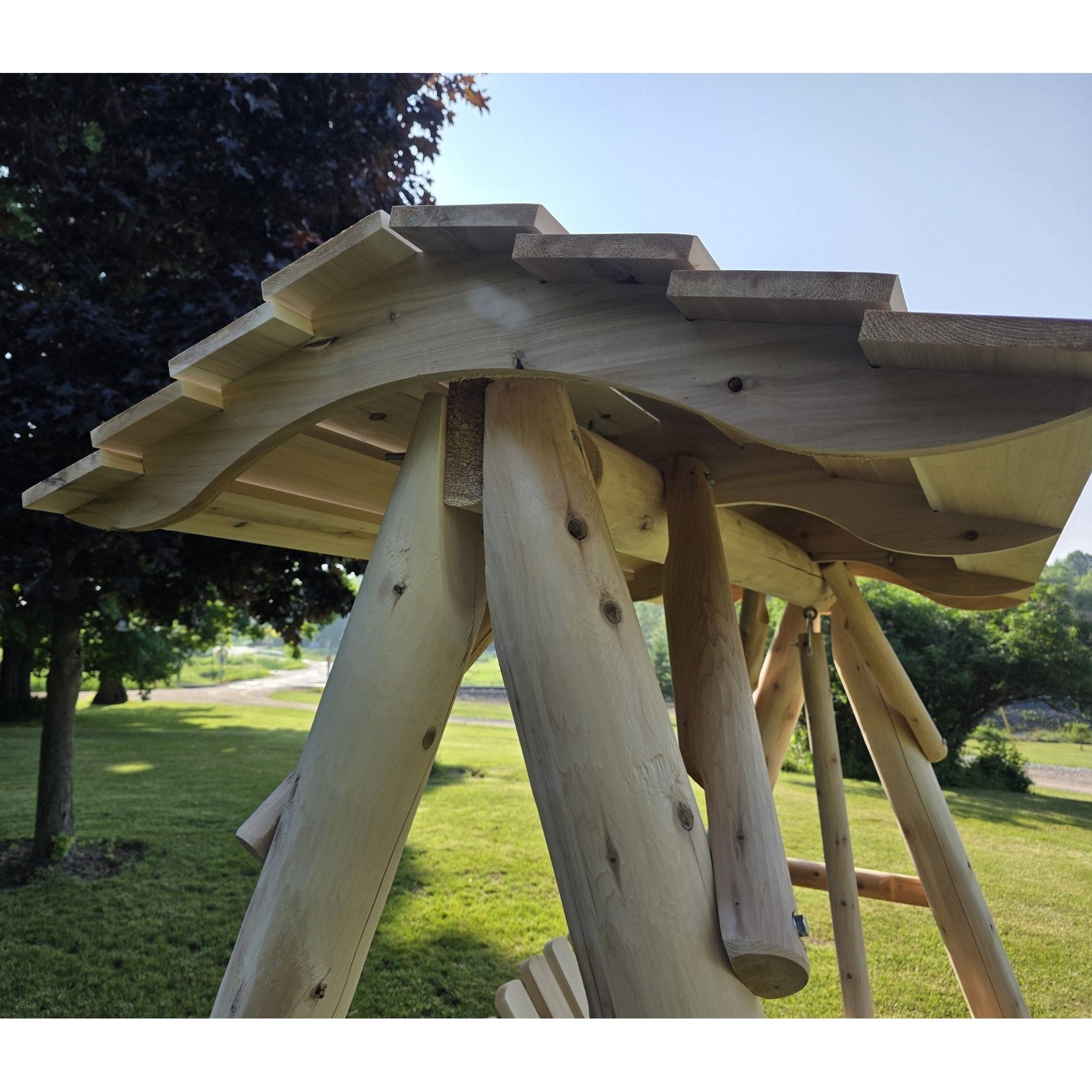 Wooden Porch Swing with Canopy